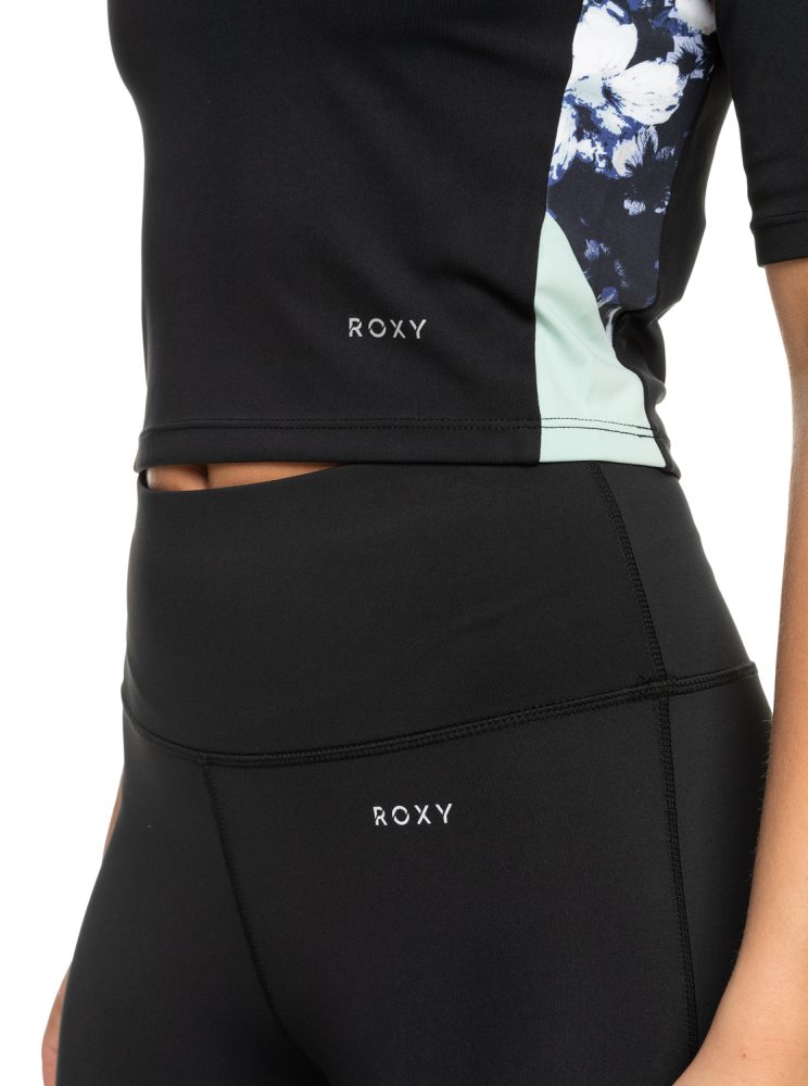 T Shirts Roxy Escape From LA Crop Sports Noir Femme | BWQ-29219362