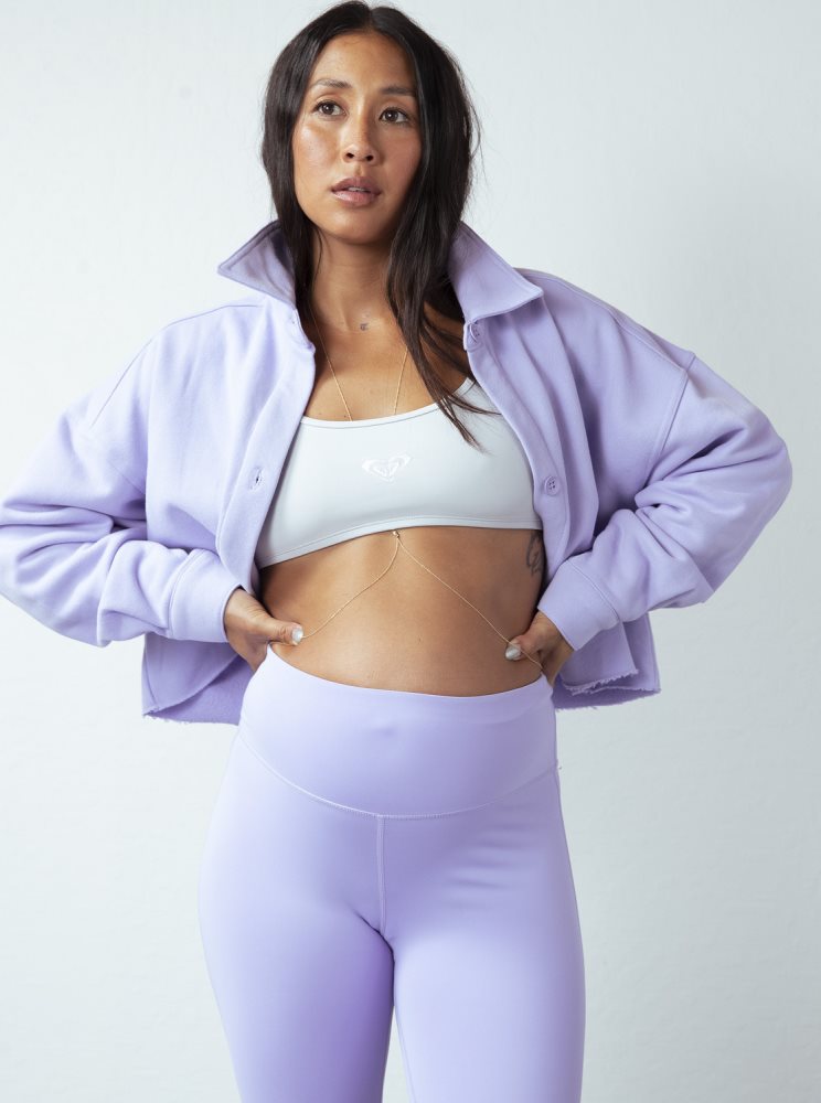 Vestes Roxy Kelia Cropped Shacket Lavande Femme | EKV-50556310