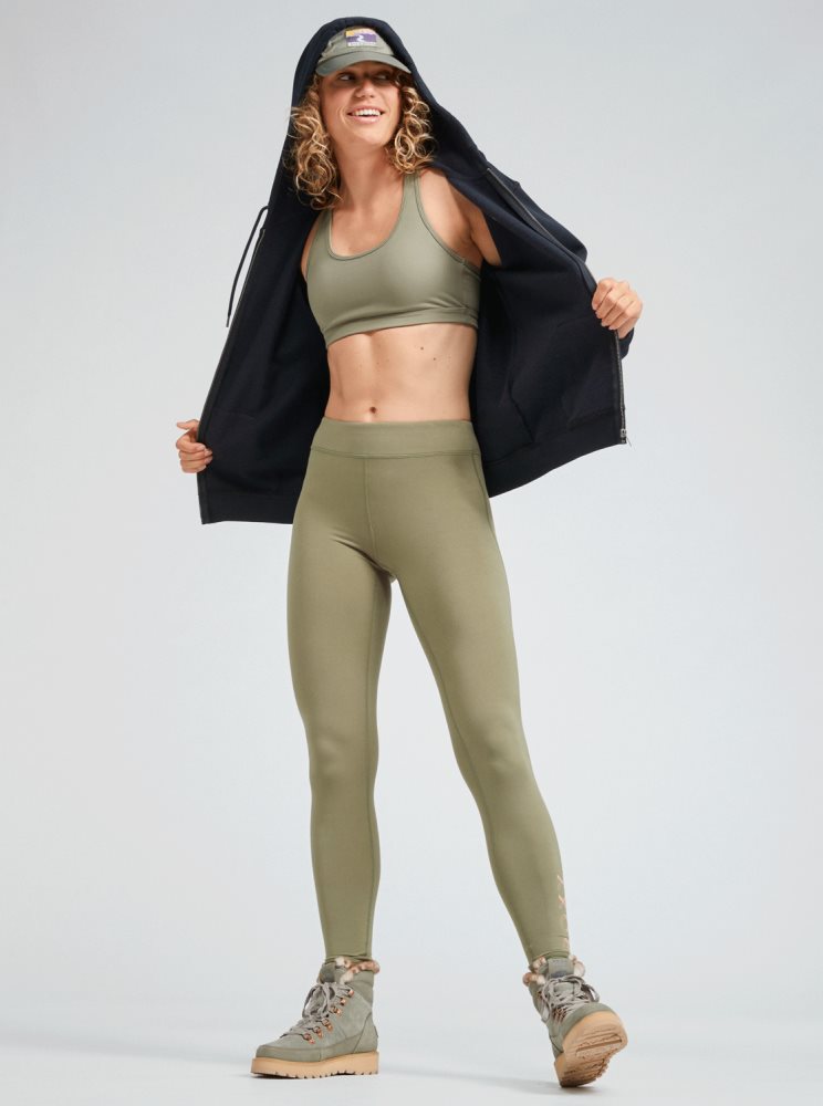 Leggings Roxy Good Morning Midnight Workout Vert Foncé Femme | HCF-15697098