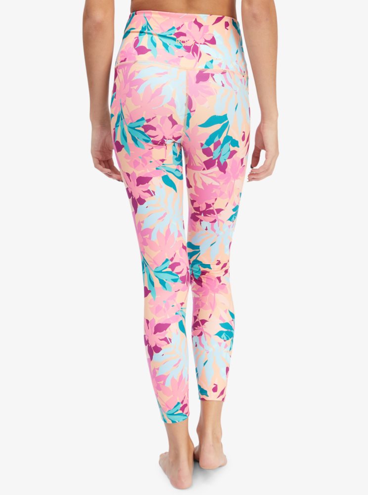 Leggings Roxy Kaileo High Waisted Ankle Length Workout Blanche Orange Rose Femme | NDV-61210130