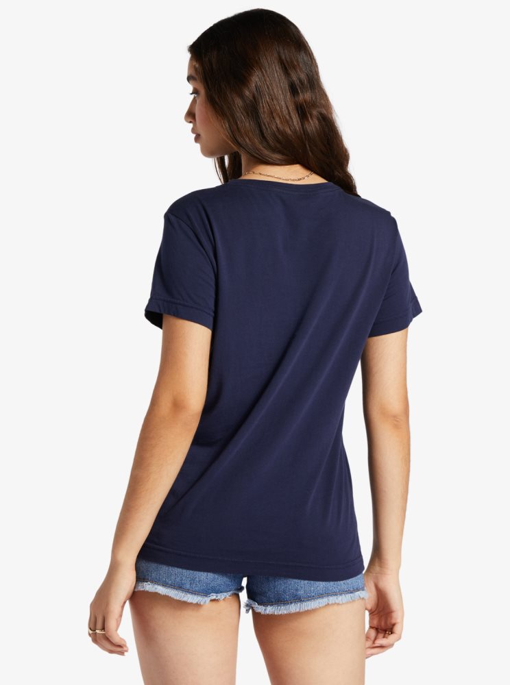 T Shirts Roxy Paradise View Oversized Indigo Femme | OED-51460257