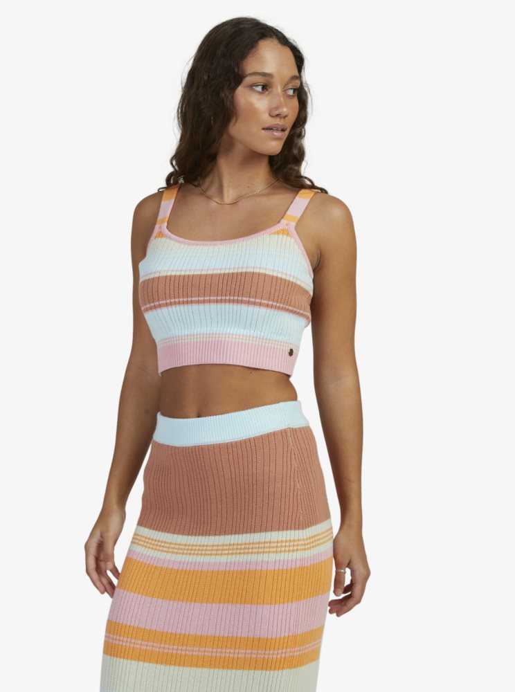 Hauts Roxy Playa Morning Tricoté Vest Stripes Femme | WDW-39452081