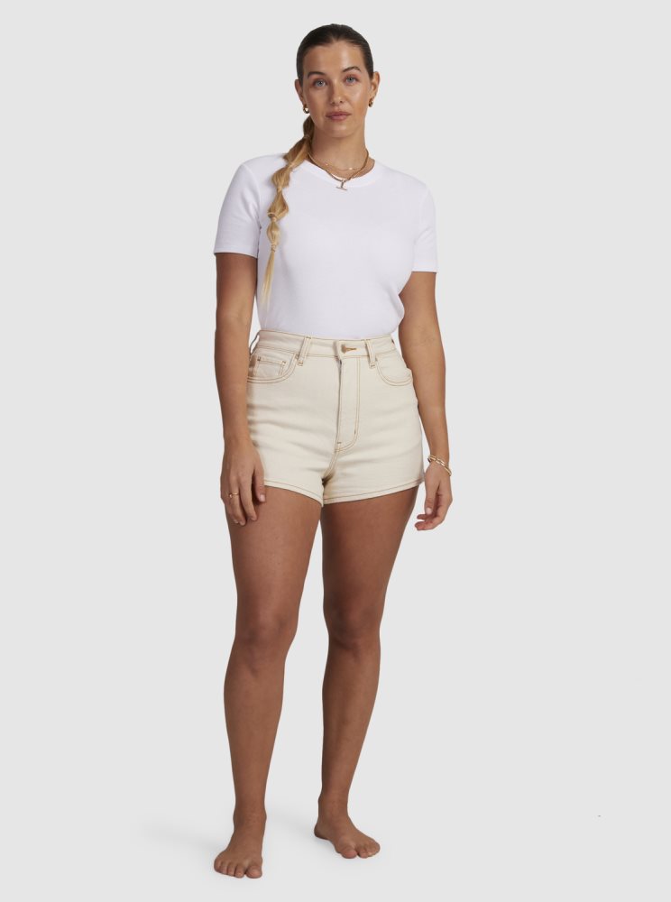 Shorts Roxy Chlo Natural Denim Beige Femme | NDQ-19343622