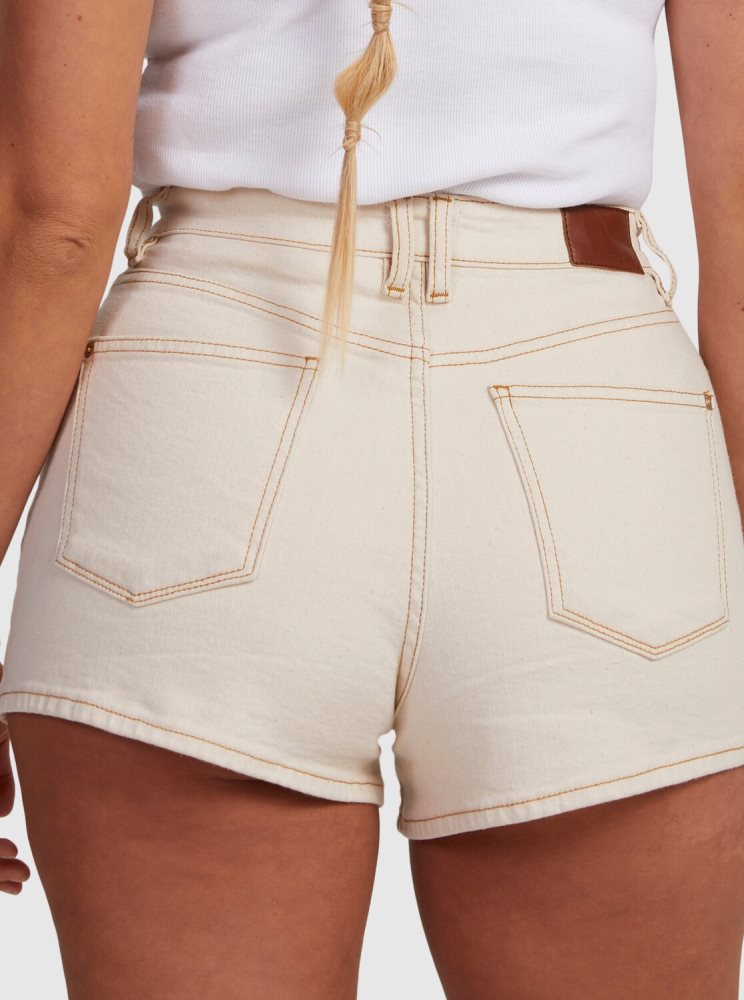 Shorts Roxy Chlo Natural Denim Beige Femme | NDQ-19343622