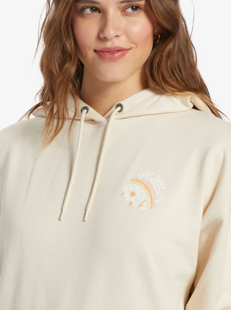 Sweat à Capuche Roxy Shoreside Hike C Oversize Blanche Femme | BML-07892298