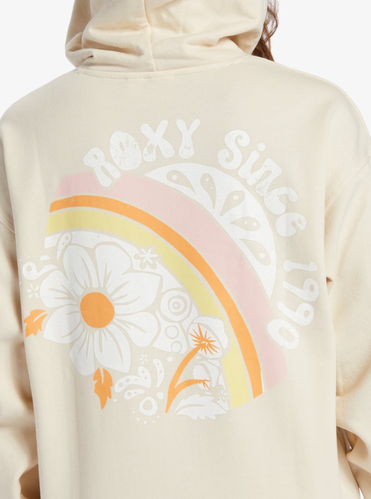 Sweat à Capuche Roxy Shoreside Hike C Oversize Blanche Femme | BML-07892298