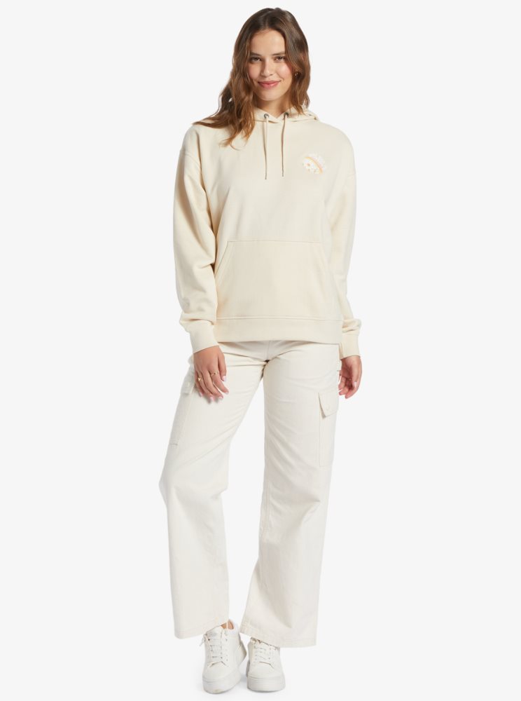 Sweat à Capuche Roxy Shoreside Hike C Oversize Blanche Femme | BML-07892298