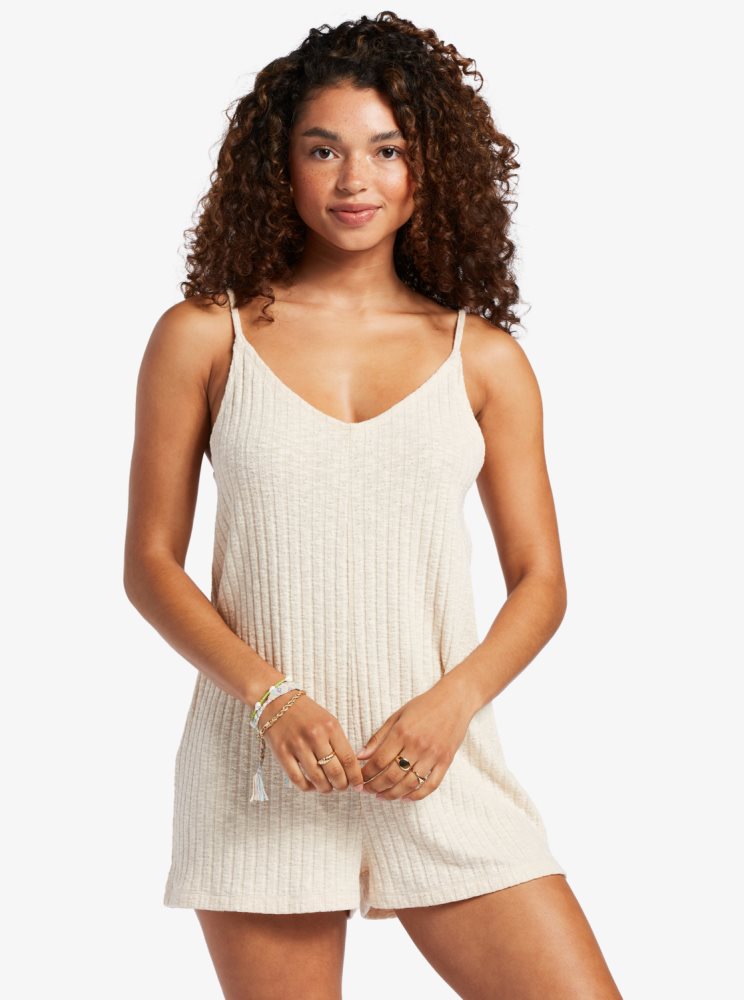 Rompers Roxy On Our Way Knit V-Neck Blanche Femme | OYG-87352217