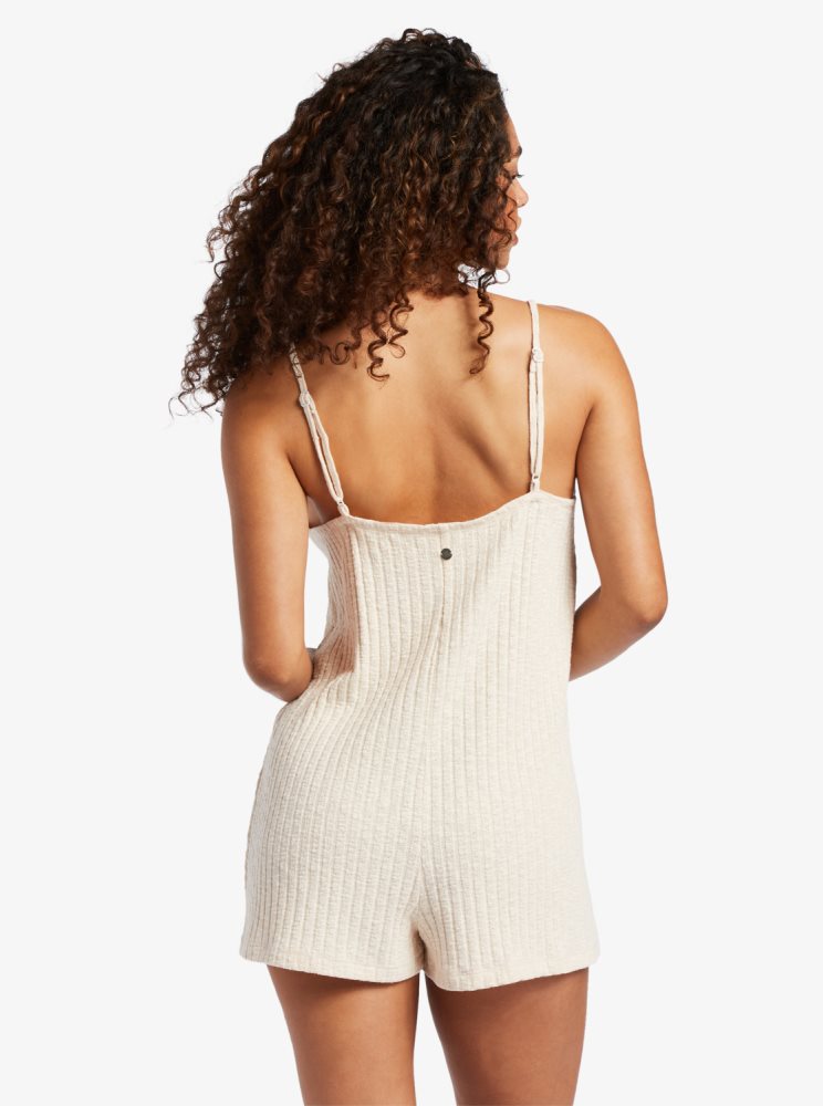 Rompers Roxy On Our Way Knit V-Neck Blanche Femme | OYG-87352217