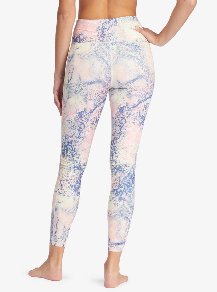 Leggings Roxy Kaileo High Waisted Ankle Length Workout Blanche Vert Femme | ULQ-49835055