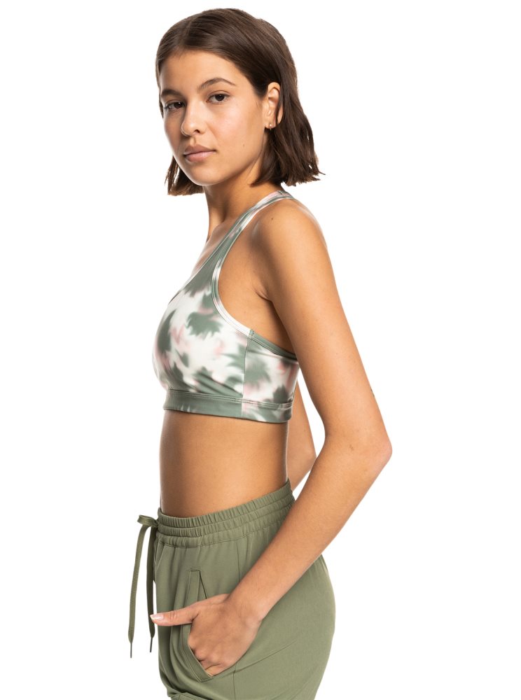 Soutien Gorge Sport Roxy Back To You Printed Racerback Vert Foncé Femme | MNR-47054546