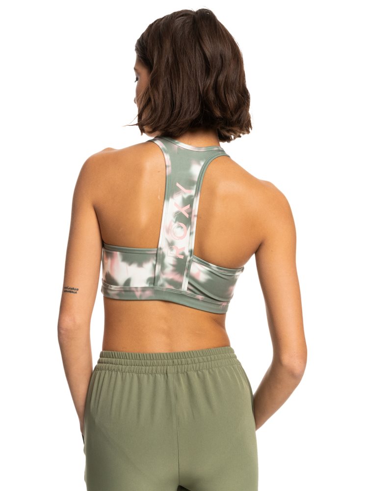 Soutien Gorge Sport Roxy Back To You Printed Racerback Vert Foncé Femme | MNR-47054546