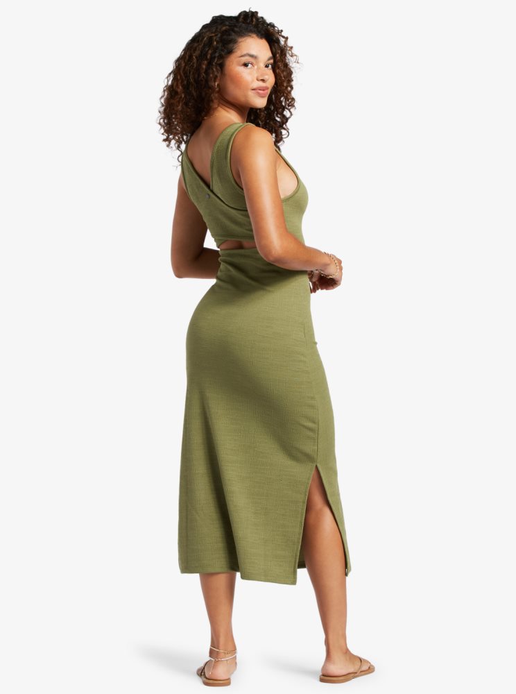 Peignoir Roxy Good Keepsake Lanières Midi Vert Olive Vert Femme | DAU-64597119