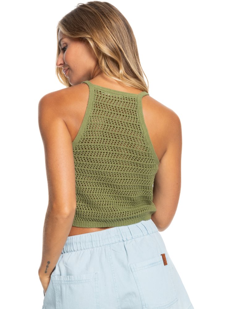 Hauts Roxy Malibu Crush Tricoté Halter Vert Olive Vert Femme | FSA-99831500