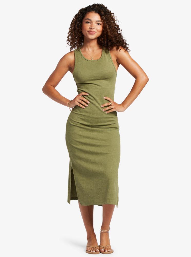 Peignoir Roxy Good Keepsake Lanières Midi Vert Olive Vert Femme | DAU-64597119