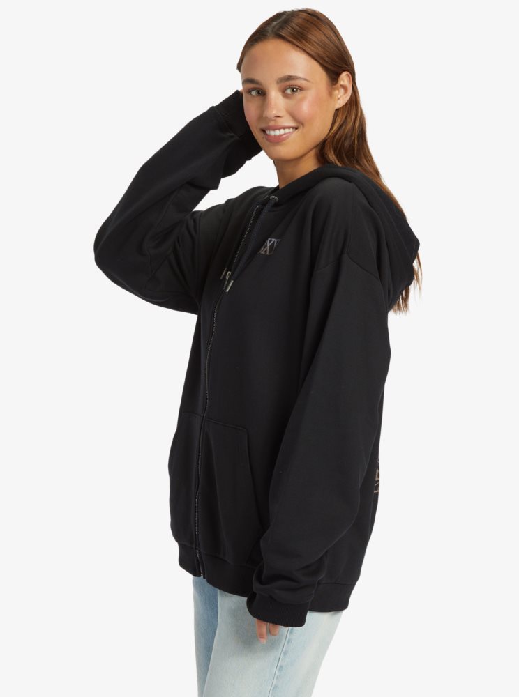 Sweat à Capuche Roxy Oversized Evening Hike B Oversize Grise Foncé Femme | SOD-28736847