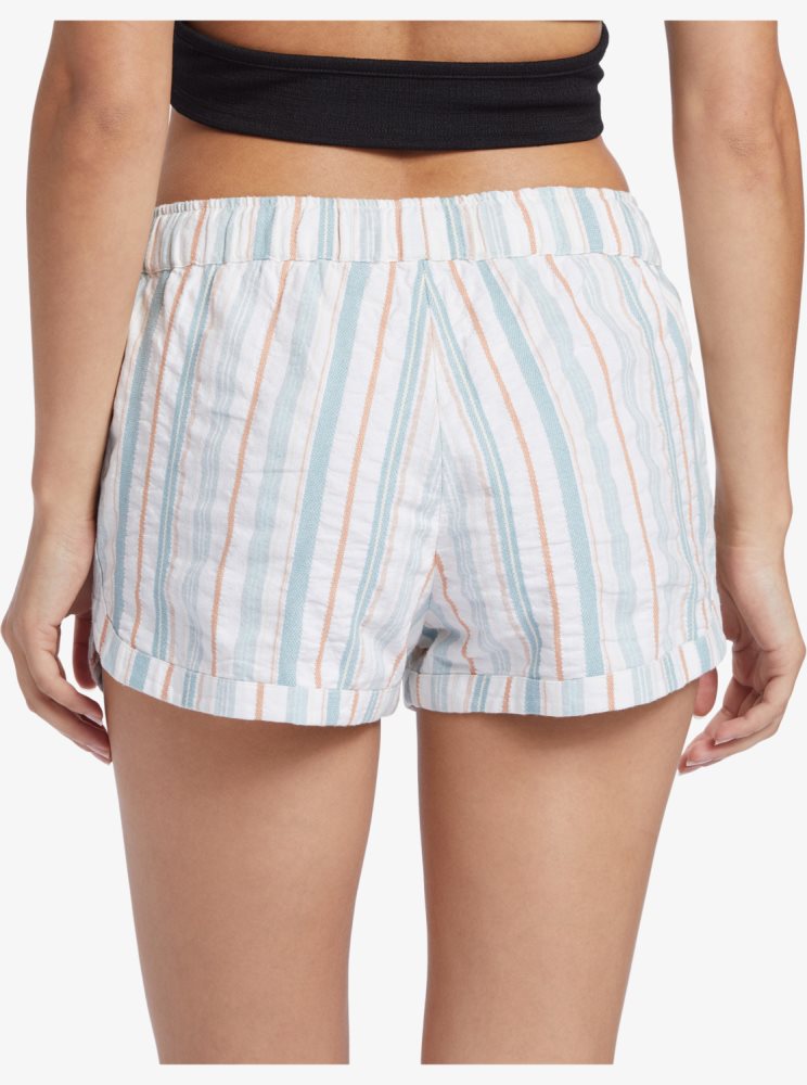 Shorts Roxy New Impossible Love Elasticized Blanche Stripes Femme | TBI-41293274