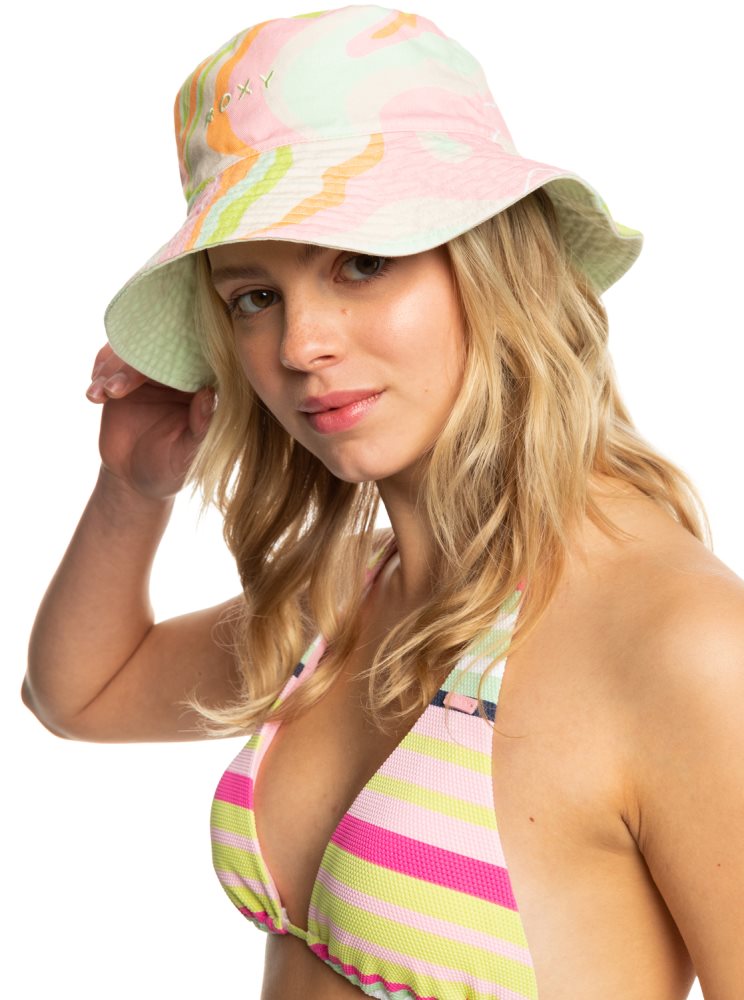 Chapeaux Roxy Jasmine Paradise Reversible Bucket Rose Stripes Femme | BYJ-69374794