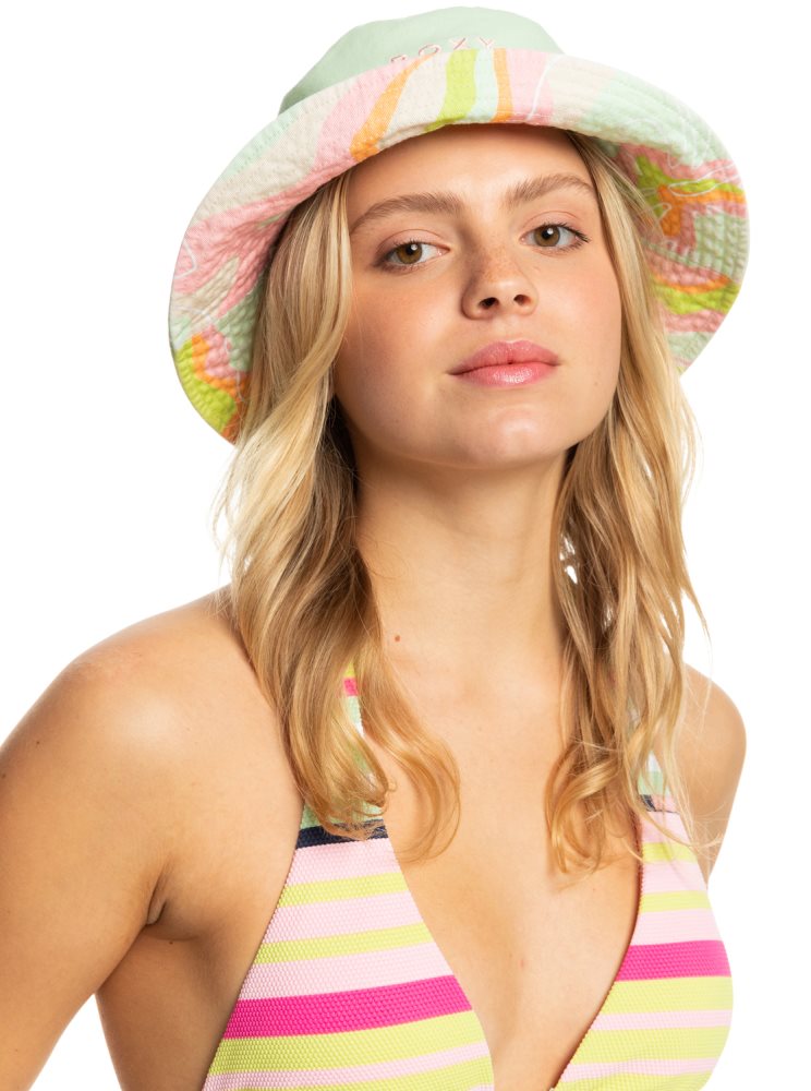 Chapeaux Roxy Jasmine Paradise Reversible Bucket Rose Stripes Femme | BYJ-69374794