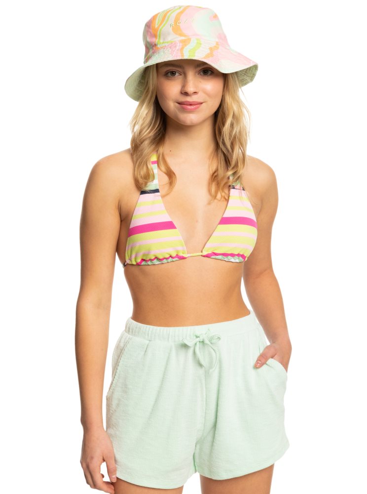 Chapeaux Roxy Jasmine Paradise Reversible Bucket Rose Stripes Femme | BYJ-69374794