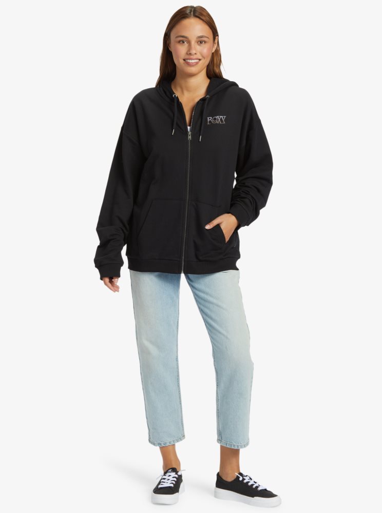 Sweat à Capuche Roxy Oversized Evening Hike B Oversize Grise Foncé Femme | SOD-28736847