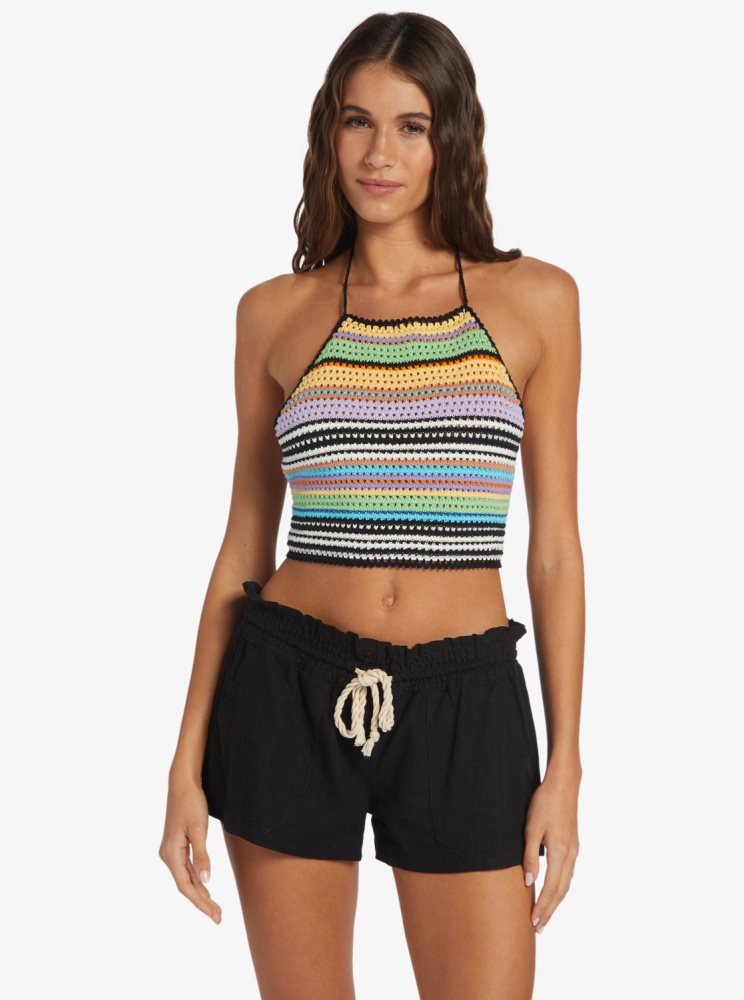 Hauts Roxy Daydreamer Cropped Knit Halter Grise Foncé Femme | KUI-92574122