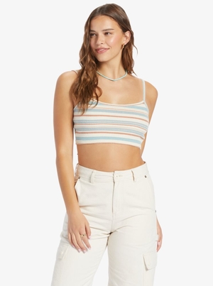 Hauts Roxy Best Time Of Day Stripe Cozy Knit Camisole Blanche Stripes Femme | PLU-59766188