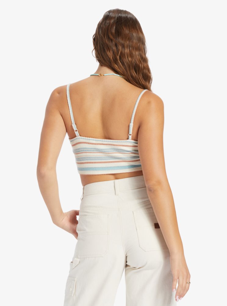 Hauts Roxy Best Time Of Day Stripe Cozy Knit Camisole Blanche Stripes Femme | PLU-59766188