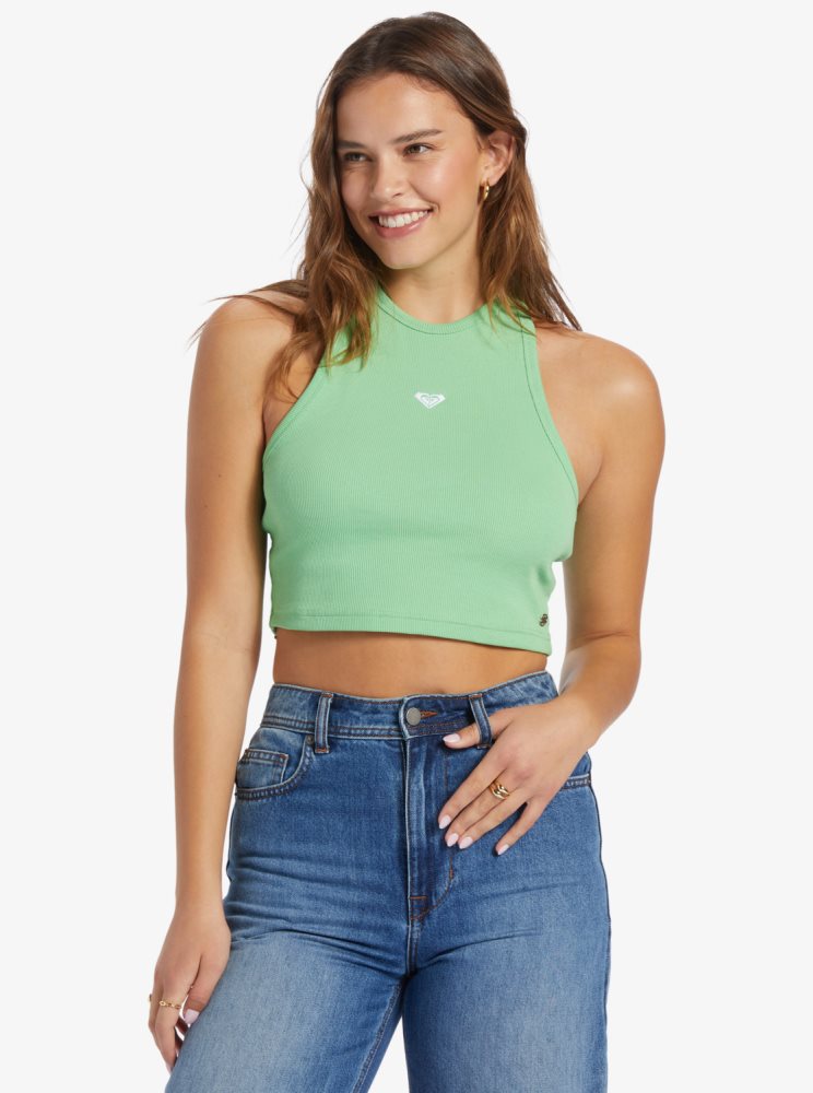 Debardeur Roxy Bright Boardwalk High Knit Vert Femme | VPS-76892360