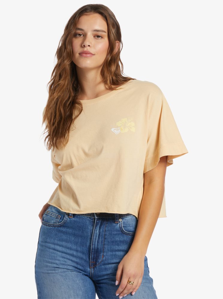 T Shirts Roxy Better Beach Beige Femme | PDF-71514175