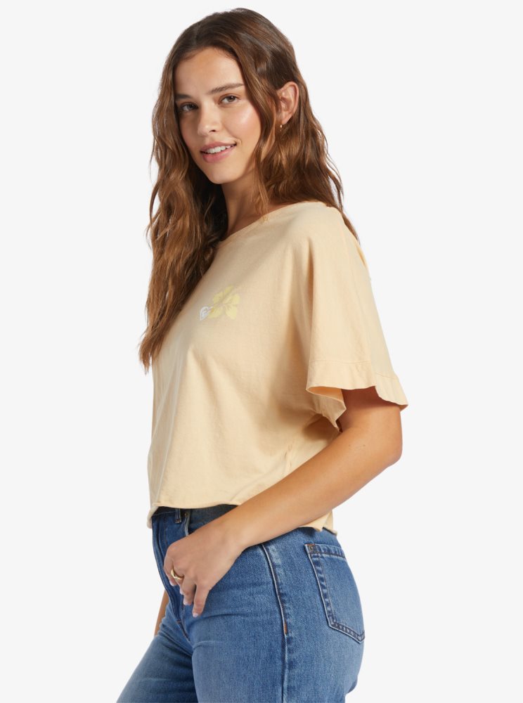 T Shirts Roxy Better Beach Beige Femme | PDF-71514175