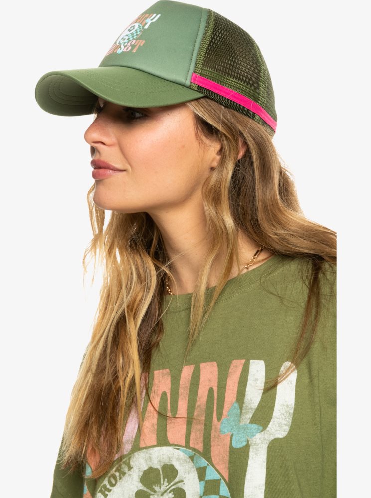 Chapeaux Roxy Dig This Trucker Vert Olive Vert Femme | BJW-25146969