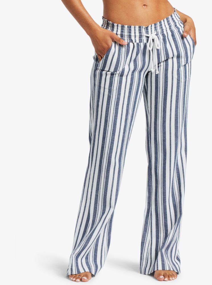 Pantalon Roxy Oceanside Flared Indigo Stripes Femme | NNY-06628824