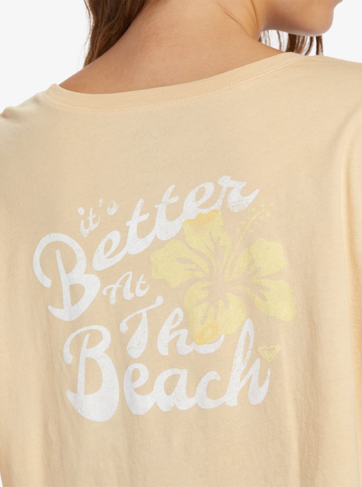 T Shirts Roxy Better Beach Beige Femme | PDF-71514175