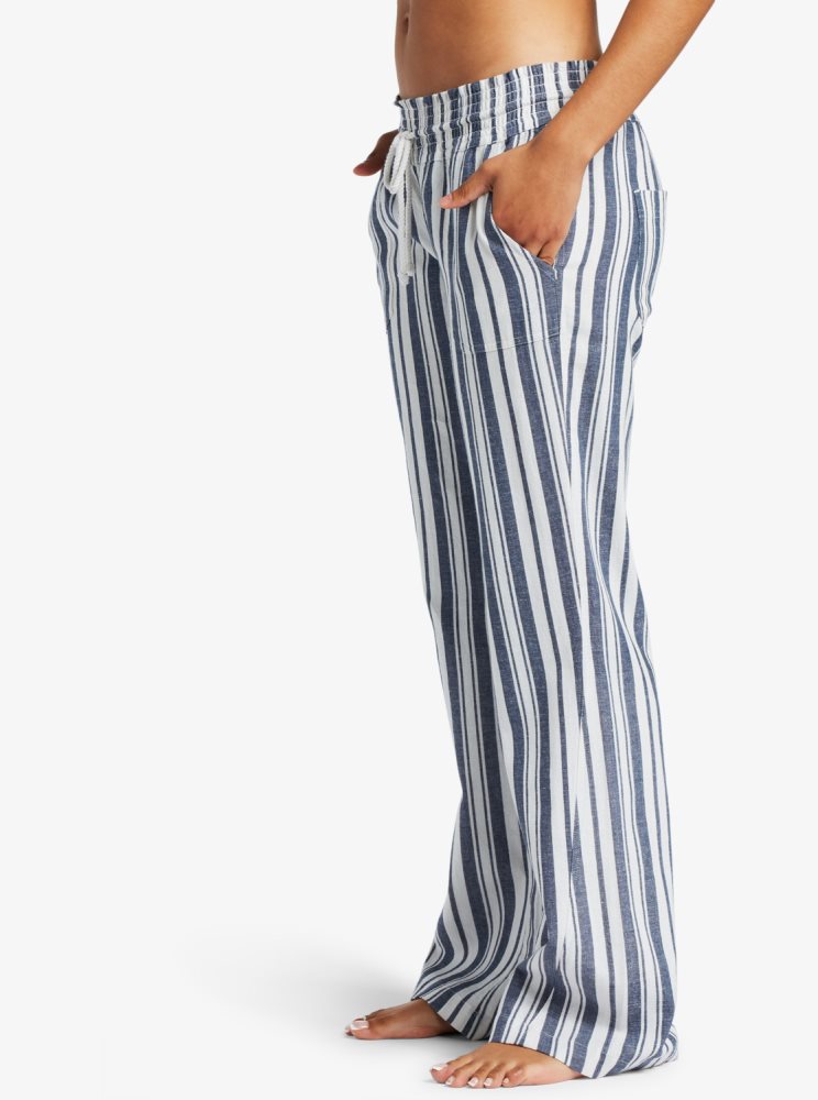 Pantalon Roxy Oceanside Flared Indigo Stripes Femme | NNY-06628824