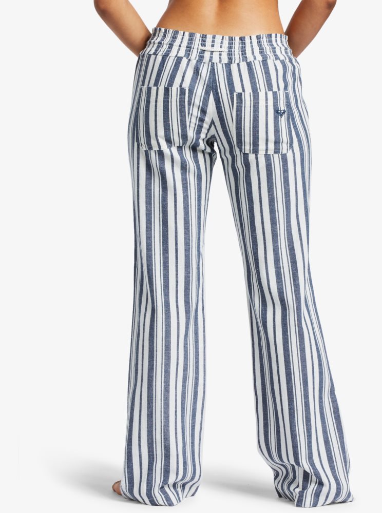 Pantalon Roxy Oceanside Flared Indigo Stripes Femme | NNY-06628824