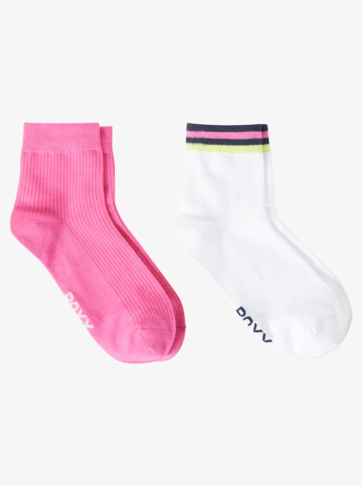 Chaussettes Roxy Shorty 2-Pack No-Show Blanche Femme | LAB-19166488