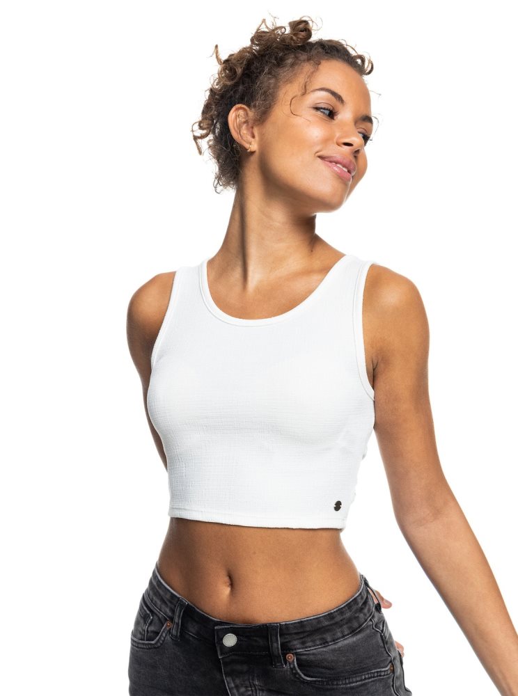 Hauts Roxy Good Keepsake Crop Blanche Femme | AFR-96432840