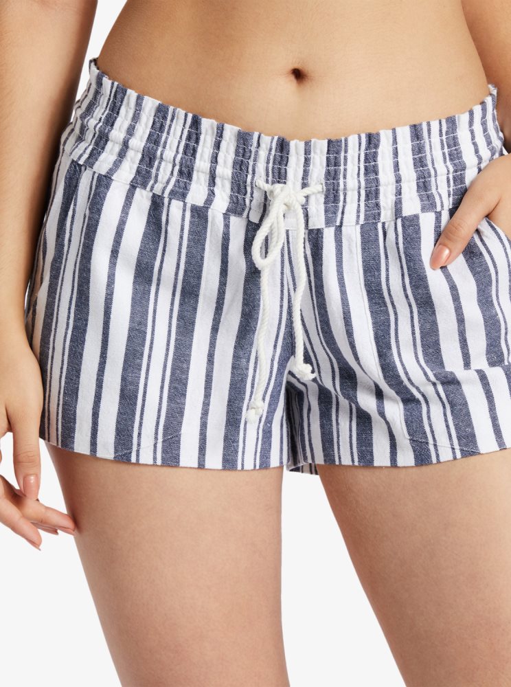 Shorts Roxy Oceanside Elasticized Indigo Stripes Femme | PDC-59648836