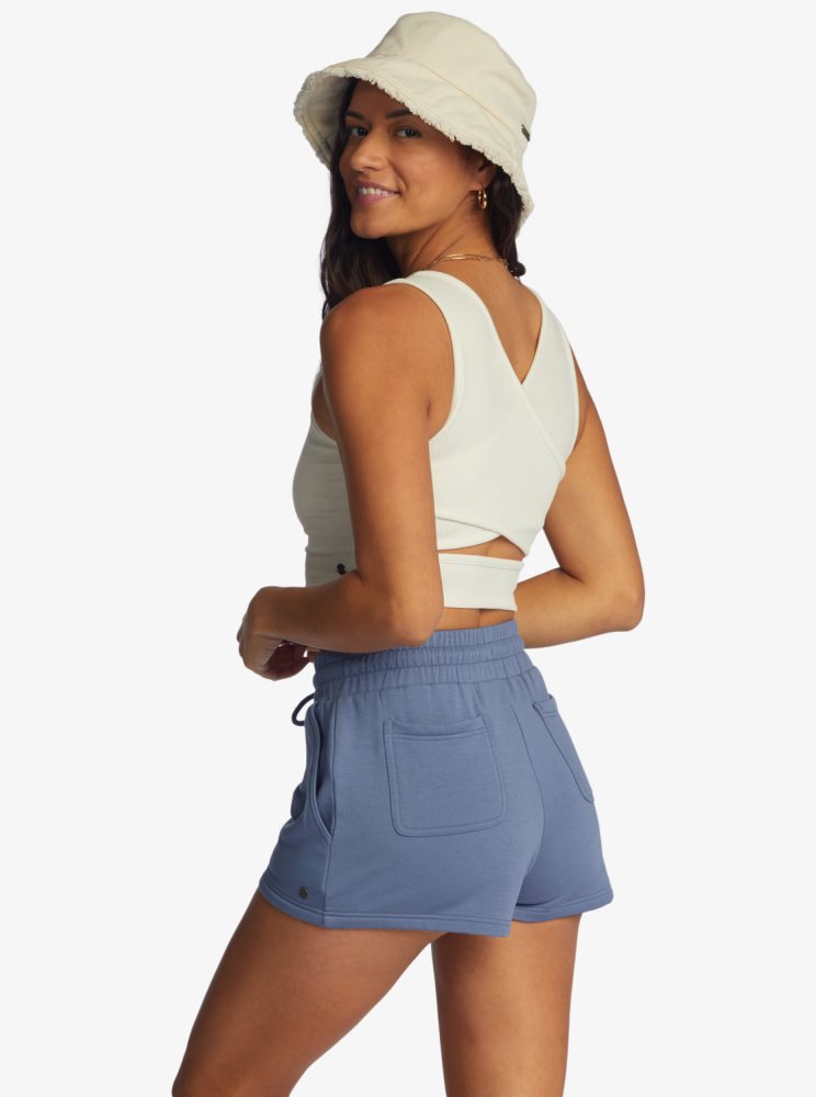 Shorts Roxy Check Out Sweat Bleu Femme | FWP-07575605