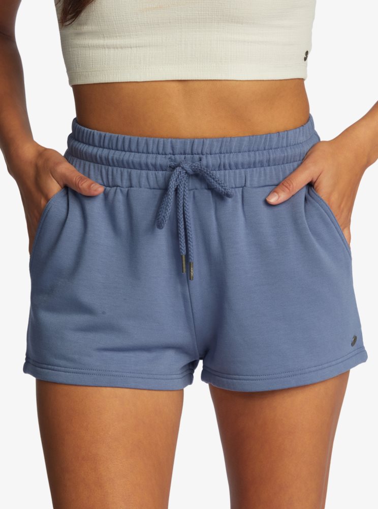 Shorts Roxy Check Out Sweat Bleu Femme | FWP-07575605