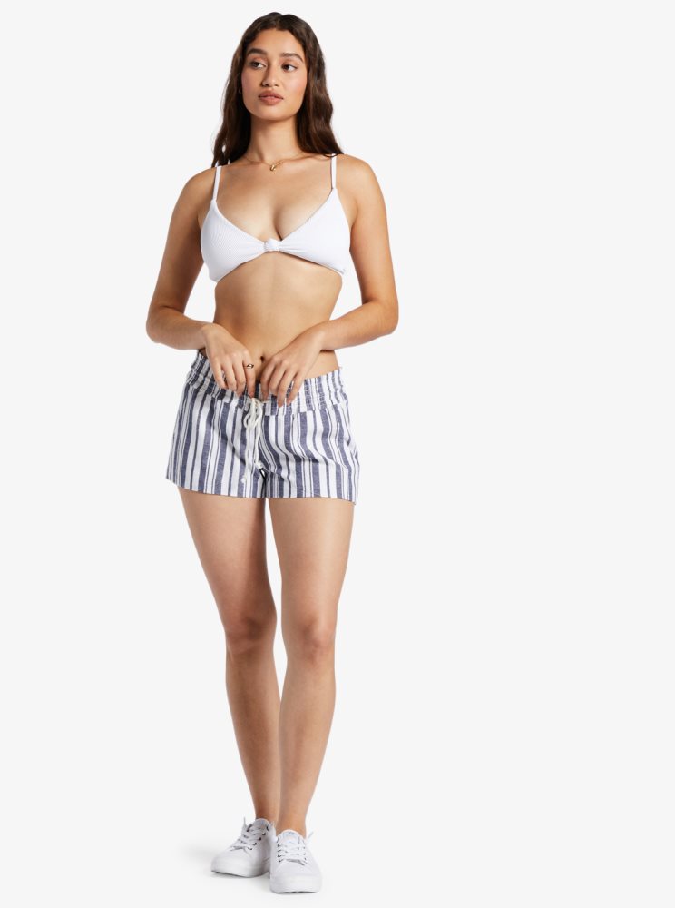 Shorts Roxy Oceanside Elasticized Indigo Stripes Femme | PDC-59648836