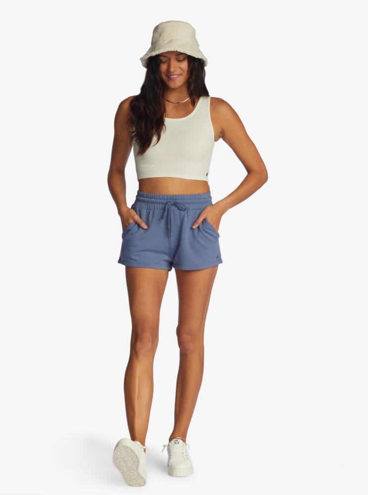 Shorts Roxy Check Out Sweat Bleu Femme | FWP-07575605