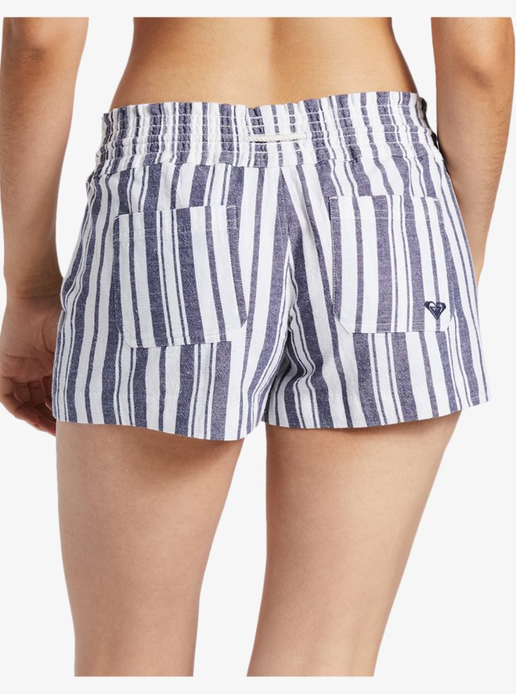 Shorts Roxy Oceanside Elasticized Indigo Stripes Femme | PDC-59648836