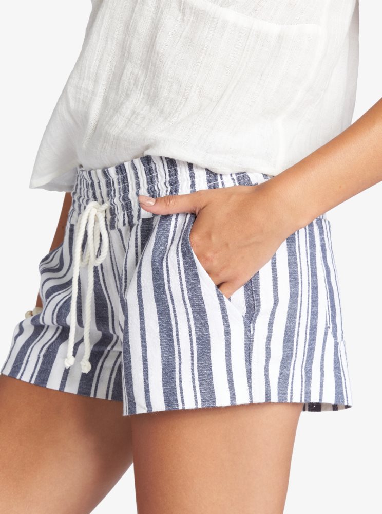 Shorts Roxy Oceanside Elasticized Indigo Stripes Femme | PDC-59648836