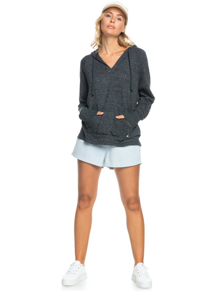 Sweat à Capuche Roxy Destination Surf Grise Foncé Femme | OOE-47988246