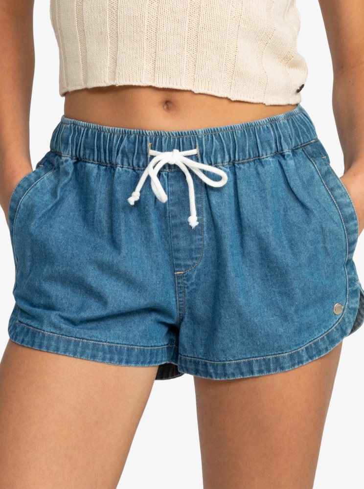 Shorts Roxy New Impossible Denim Bleu Femme | FHD-04312556