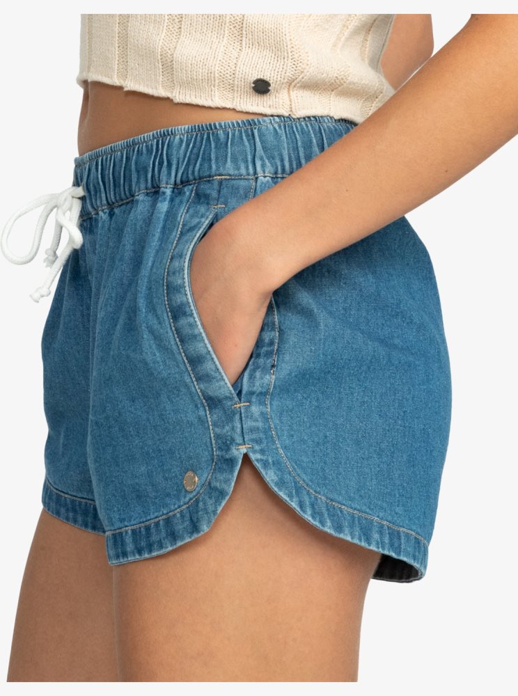 Shorts Roxy New Impossible Denim Bleu Femme | FHD-04312556