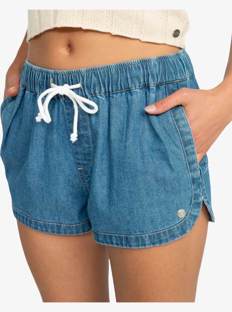 Shorts Roxy New Impossible Denim Bleu Femme | FHD-04312556