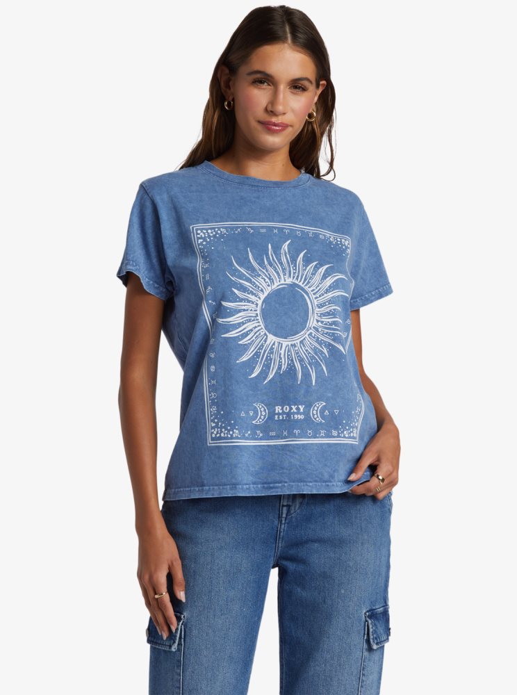 T Shirts Roxy Celeste Oversized Bleu Femme | UFY-34472999